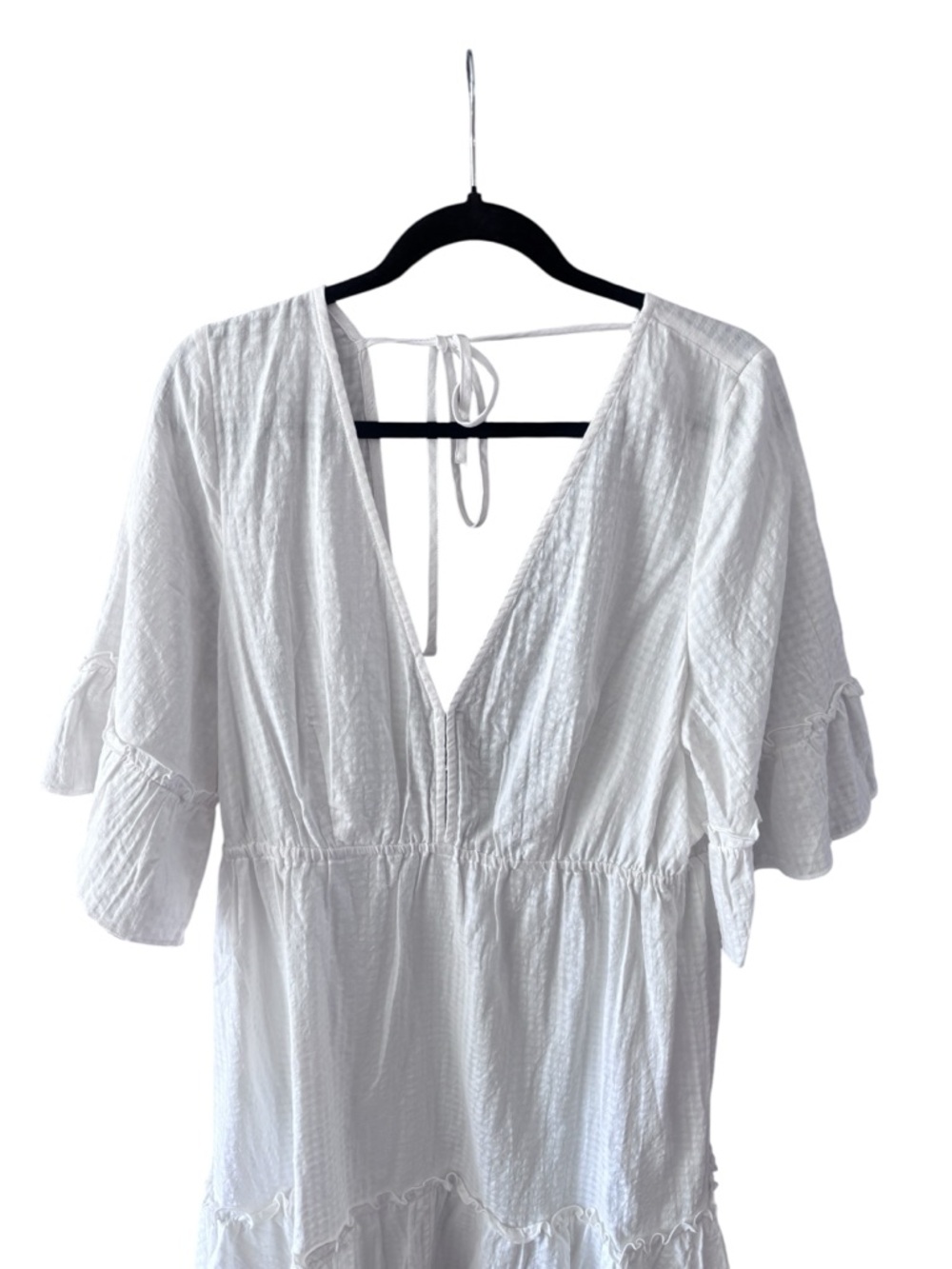 NWT White Textured Babydoll Mini Dress Boho Cottagecore Size XL